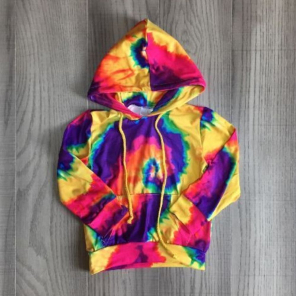 Tie Dye Girls Hooded Hoodie Long Sleeve Shirt
